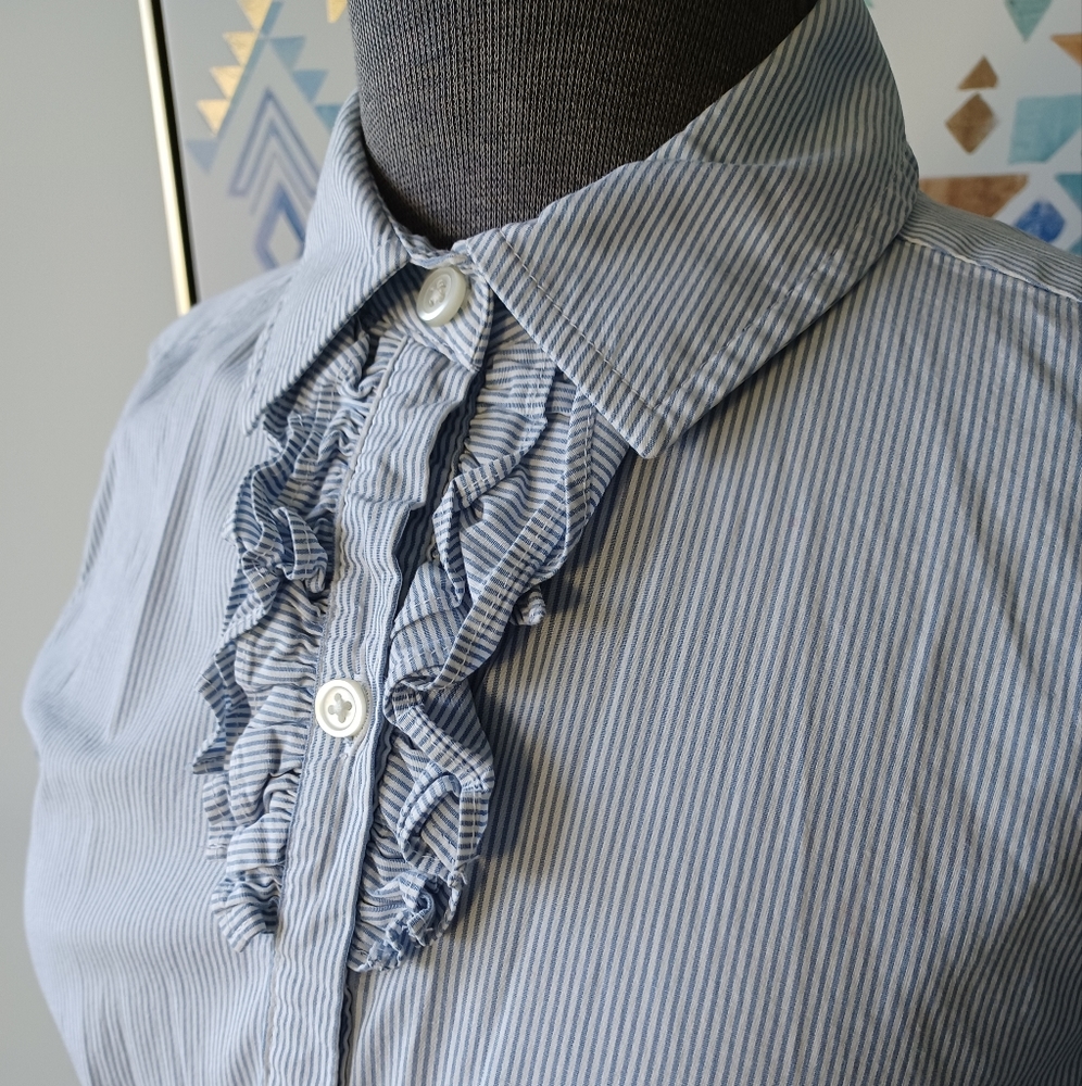 Banana Republic Ruffle Striped Shirt